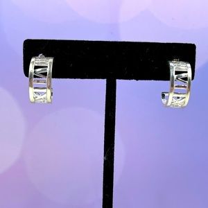 Vintage Sterling Silver Roman Numeral Hoop Earrings